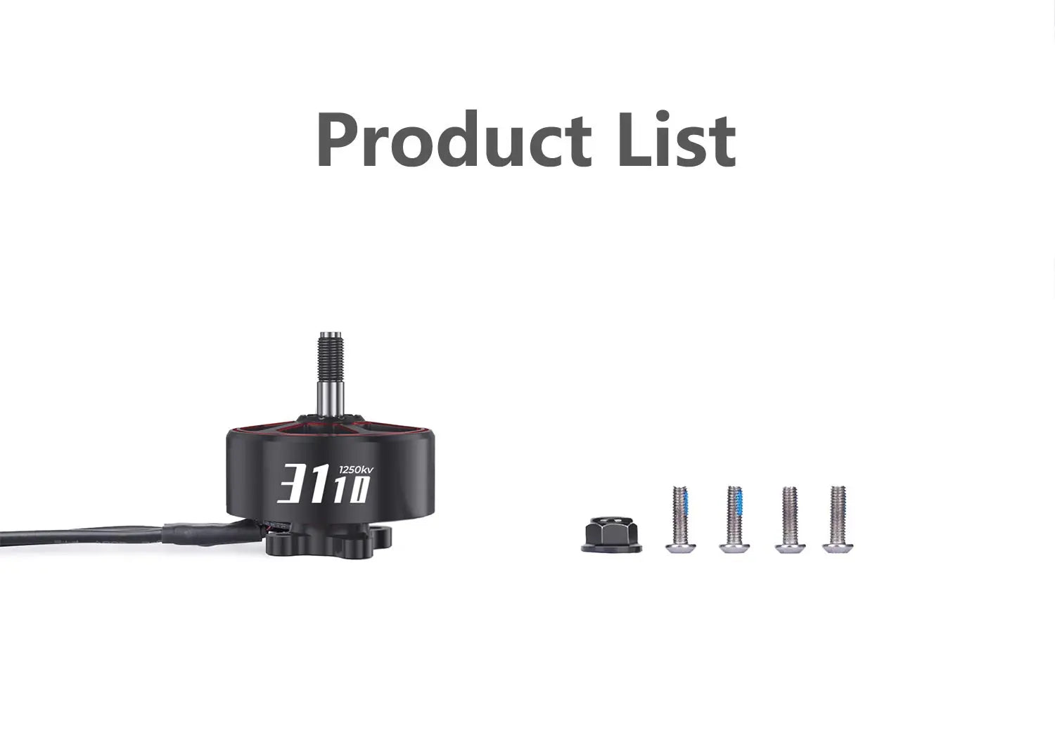 GEPRC SPEEDX2 3110 900KV/1250KV Motor - Suitable 8-10 Inch Long Range FPV Racing Brushless Motor RC Drone Quadcopter Spare Parts 21 GEPRC SPEEDX2 3110 900KV/1250KV Motor, Product List 1250kv J111 L