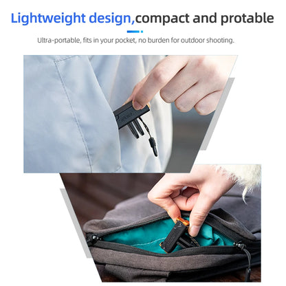 Compact, lightweight pocket-sized design with quick release and lanyard. Ideal for outdoor use, compatible with DJI Action series and Osmo 360.