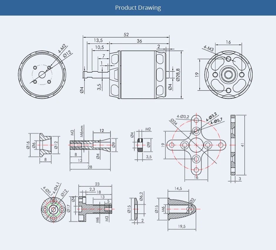 T-MOTOR AT2317 Long Shaft Motor SPECIFICATIONS Wheelbase
