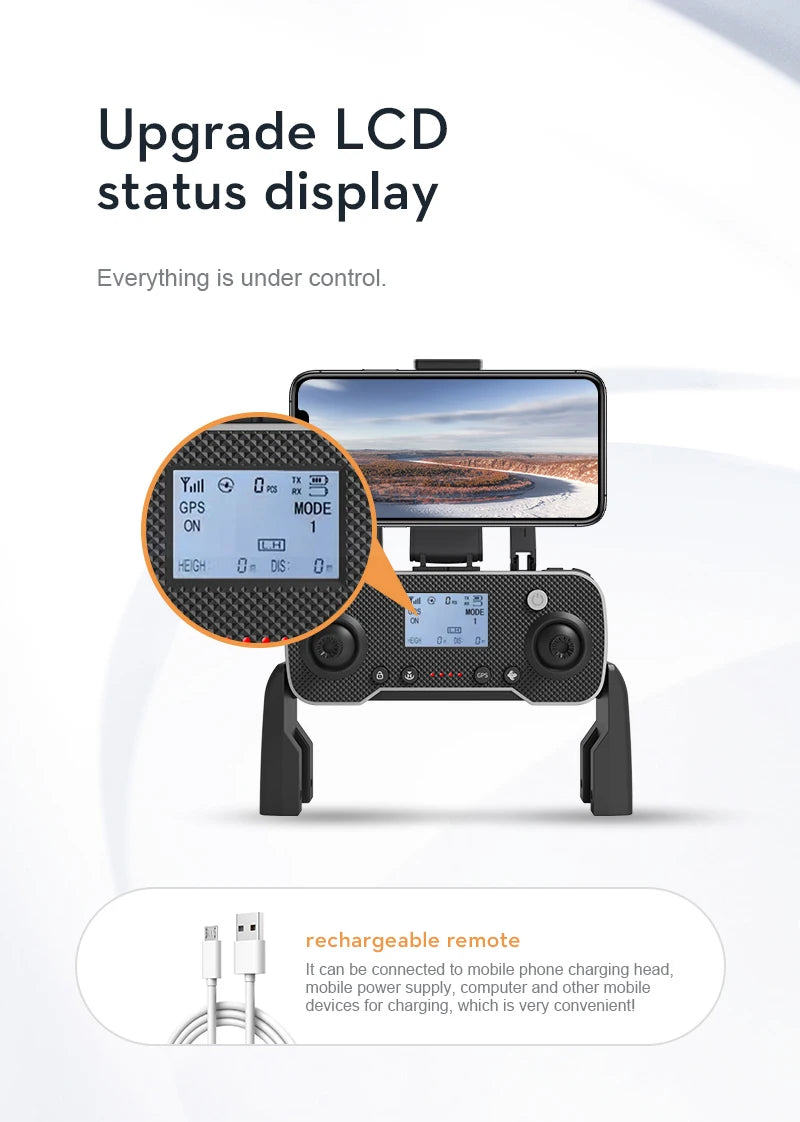 XYRC K80 PRO MAX GPS Drone - 4K Professional 8K Dual HD Camera Laser Obstacle Avoidance Brushless Folding Quadcopter RC Helicopter 39 XYRC K80 PRO MAX GPS Drone, rechargeable remote can be connected to mobile phone charging head, mobile power