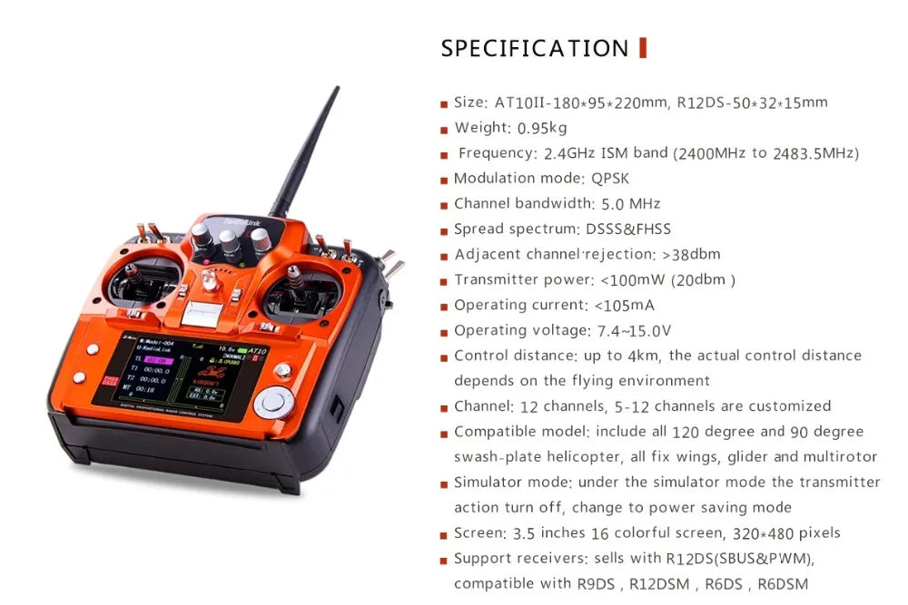 RadioLink AT10 II, 2.4GHz ISM band (2400MHz to 2483.5MHz) Frequency: