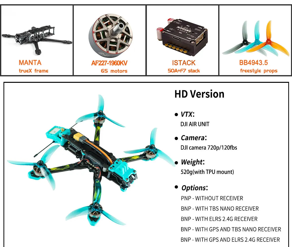 Axisflying MANTA5", MANTA AF227-1960KV ISTACK BB4943.5