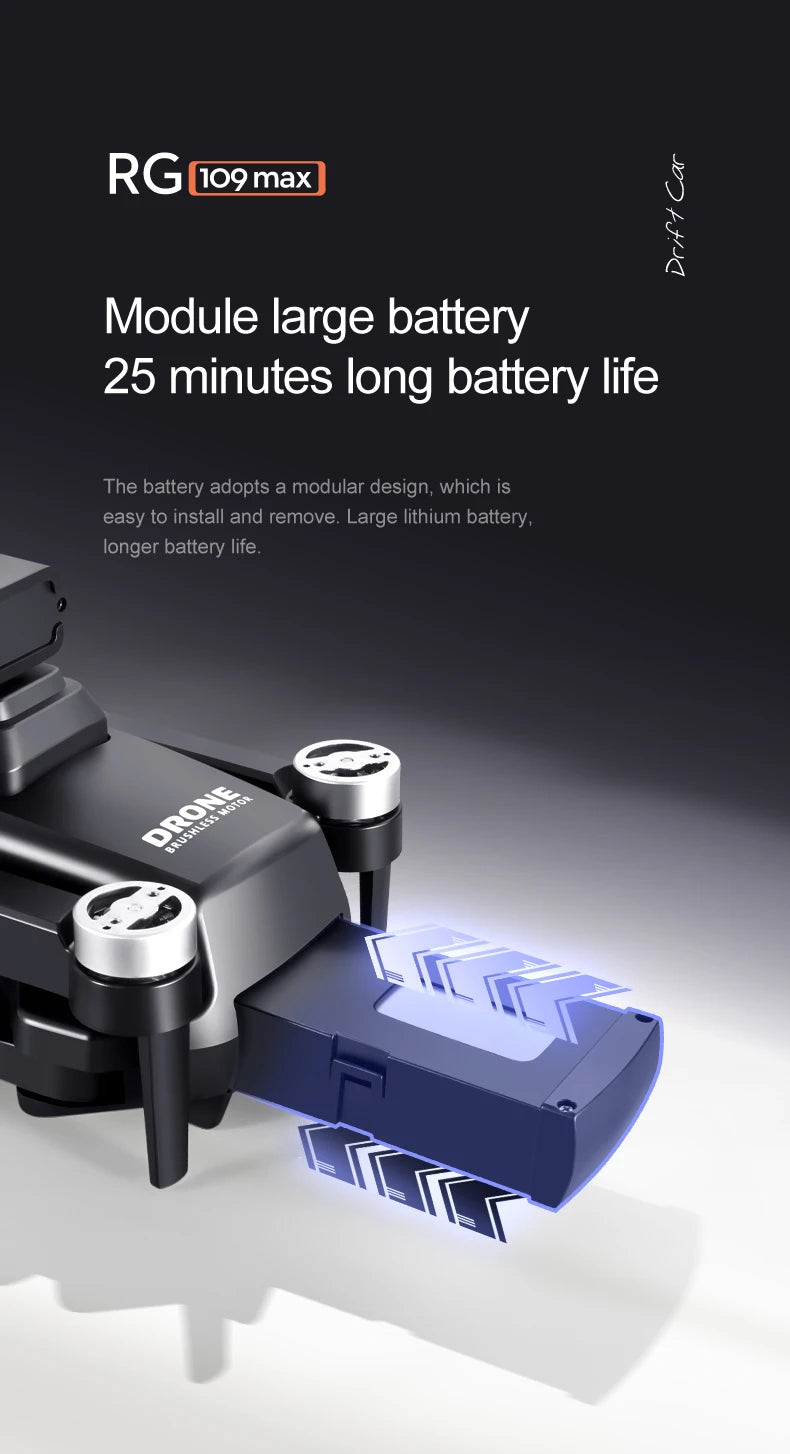 RG109 PRO MAX GPS Drone - RC Distance 1200M Professional Obstacle Avoidance 4K HD Dual HD Camera Brushless Foldable Quadcopter Professional Camera Drone 35 RG109 PRO MAX GPS Drone, RGloomax J Module large battery 25 minutes long battery life . battery adopts
