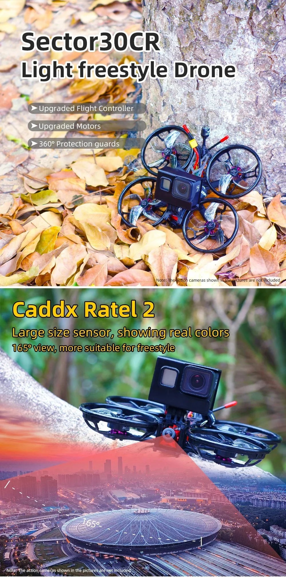 HGLRC Sector30CR - 3'' FPV, HGLRC Sector30CR, 1652vew, more suitable for freestyle Nate The attion cameras shown in the
