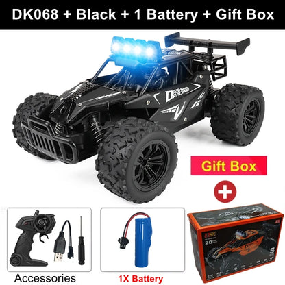 Samochód zdalnie sterowany 4WD DK087 RC Drift Racing 1:16 Off Road, stop aluminium, 2.4G, szybkie ciężarówki z LED, wspinaczka, idealny prezent dla dzieci
