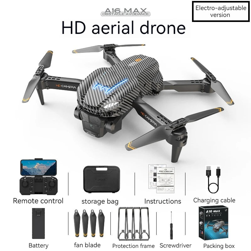A16 MAX Drones, aerial drone CAMERA Remote control storage Instructions Charging cable 418 Max Battery fan blade