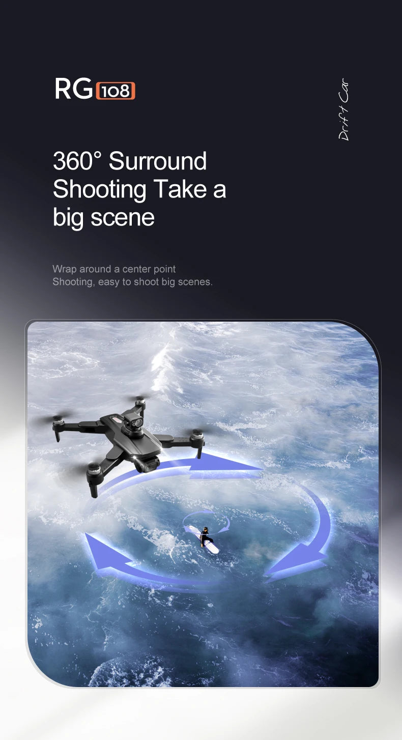 RG108 MAX Drone - 2023 NEW Professional 8K HD Dual Camera FPV 3Km GPS Aerial Photography Brushless Motor Foldable Quadcopter Toys Professional Camera Drone 38 RG108 MAX Drone, RGuo8_ 1 360* Surround Shooting Take a big scene Wrap around