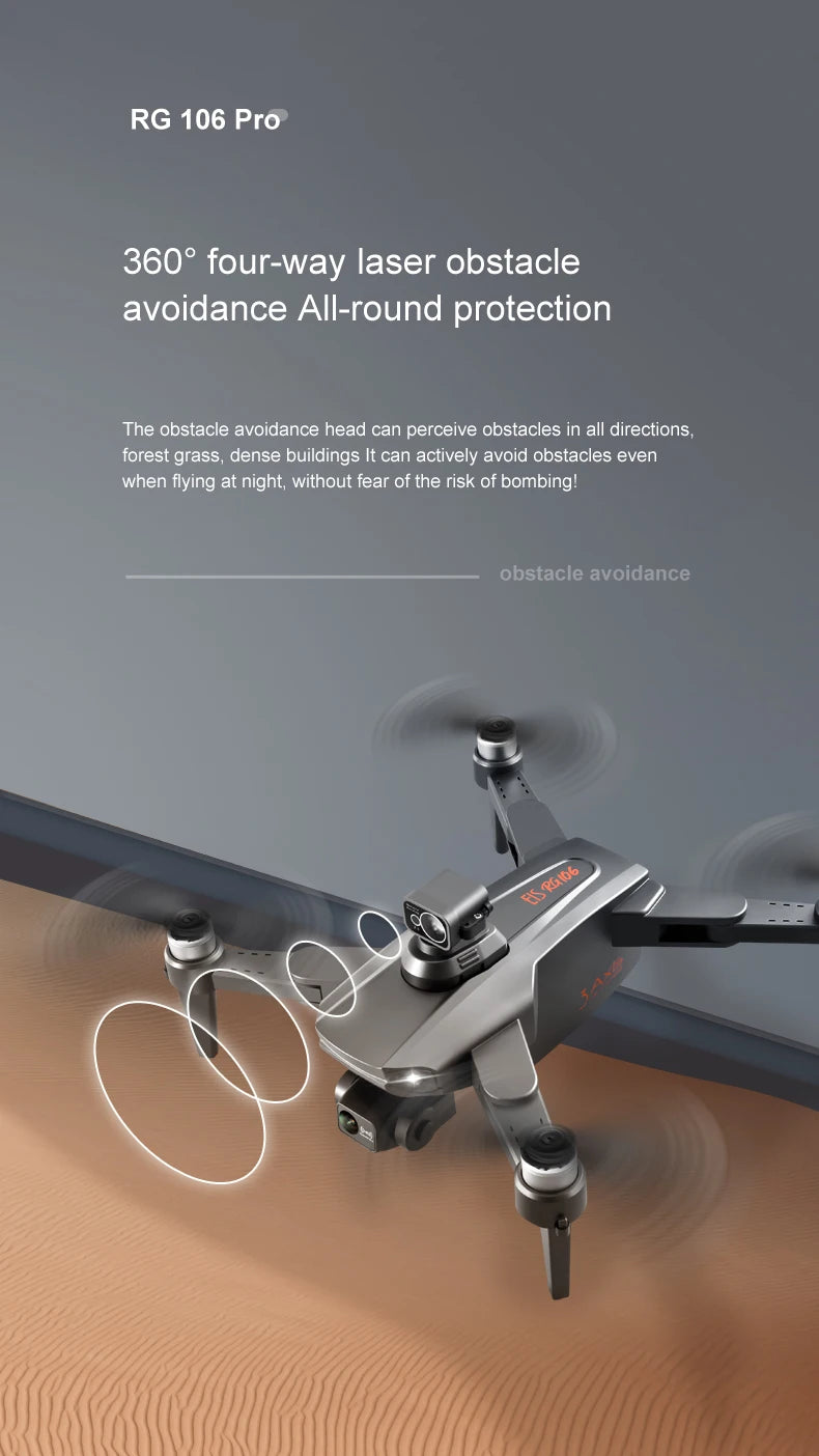 RG106 MAX Drone - Professional GPS 6K HD Dual HD Camera with 3-Axis Gimbal FPV Obstacle Avoidance Brushless Foldable Quadcopter Toys Professional Camera Drone 40 RG106 MAX Drone, RG 106 Pro 3609 four-way laser obstacle avoidance AIl-round protection