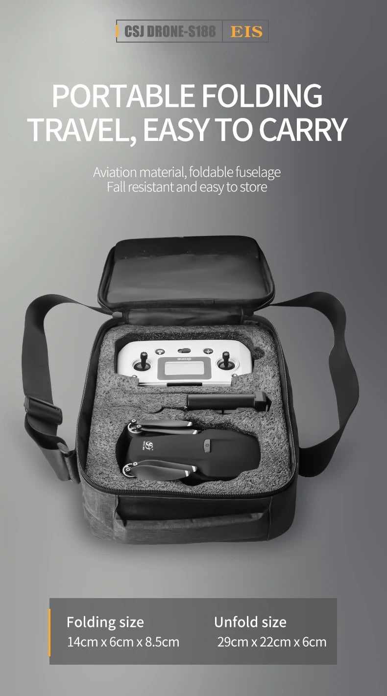 S188 Drone - Professional GPS 4K HD Drone True EIS 2-Axis Gimbal Drones 6K HD Camera Drones 5G FPV RC 1.5KM Brushless Motor Quadcopter Toys Professional Camera Drone 19 S188 Drone, CSJ DRONE-S188 EIS PORTABLE FOLDING TRA