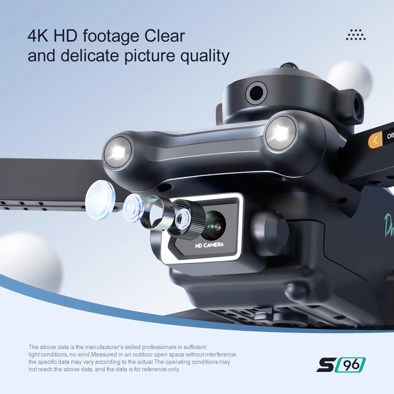 S96 Mini Drone, 4k hd footage clear and delicate picture quality ob