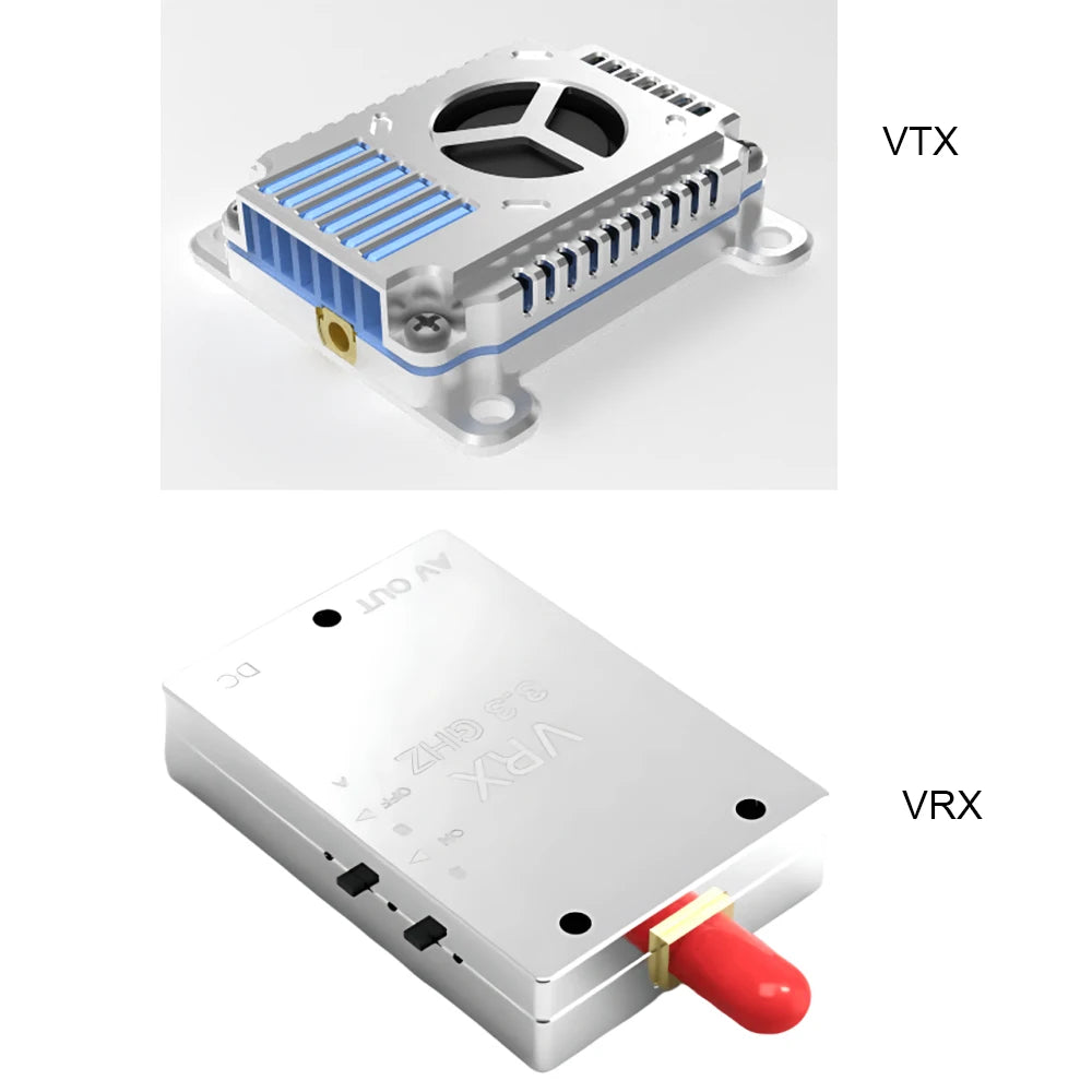 3.3G 3W MAX Analog VTX & VRX for 7-13 Inch FPV Video Transmission