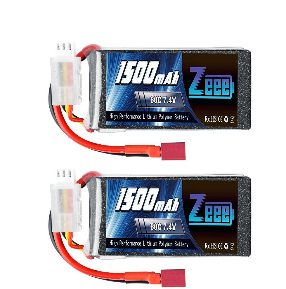 2Units Zeee Lipo Battery 2S 7.4V 60C 1500mAh with Deans Plug for RC Drone Boat RC Car Racing Hobby Specialized Lipo Battery Part FPV Battery