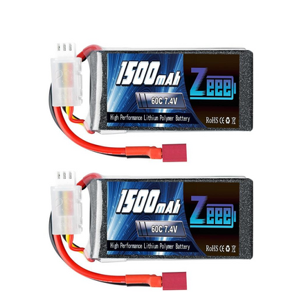 2Units Zeee Lipo Battery 2S 7.4V 60C 1500mAh with Deans Plug for RC Drone Boat RC Car Racing Hobby Specialized Lipo Battery Part FPV Battery