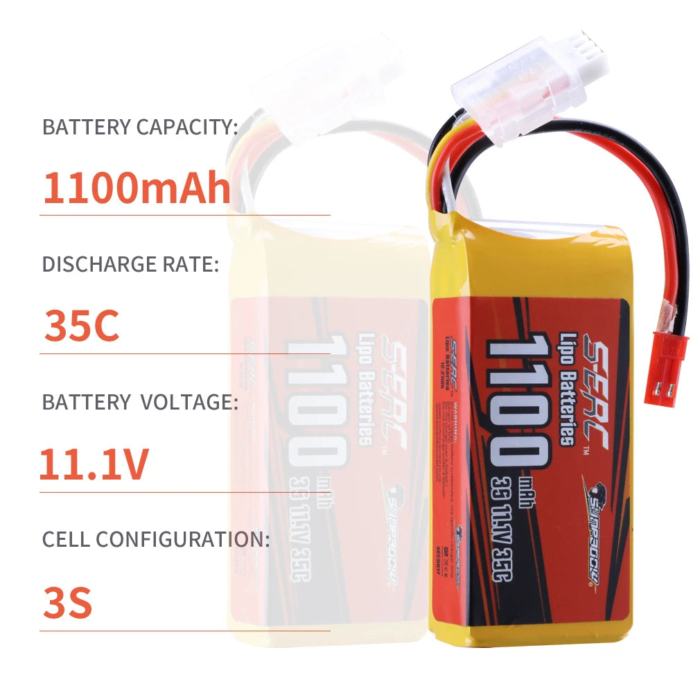 Sunpadow Lipo Battery, 110OmAh DISCHARGE RATE: 35C 6 5 BATTERY