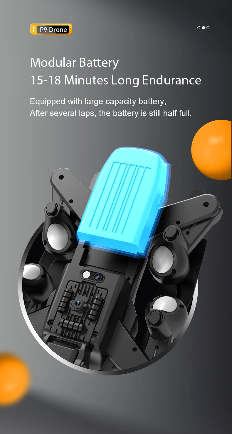 P9 Drone - ESC 8K Professional Dual HD Camera Obstacle Avoidance Aerial Photography Foldable Quadcopter RC Helicopter Toy 22 P9 Drone, p9 drone modular battery 15-18 minutes long endurance equipped with large