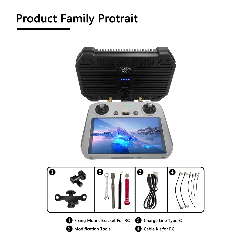 2.4G/5.8G 10W 8000mAh Dual-band Signal Booster Antenna Range Extender Remote for DJI Mavic 3, 3T, Matrix and Autel quadcopters 17 ACASOM POC 4 Fixing Mount Bracket For RC Charge Line Type-