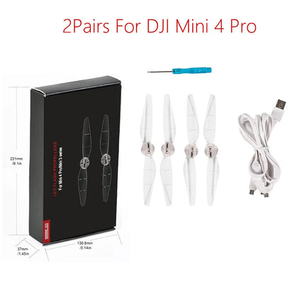 STARTRC LED Flash Propeller 2 Pairs for DJI Air 3, Mini 3 Pro and Mini 4 Pro – Night Light Glowing, Low-Noise Drone Props