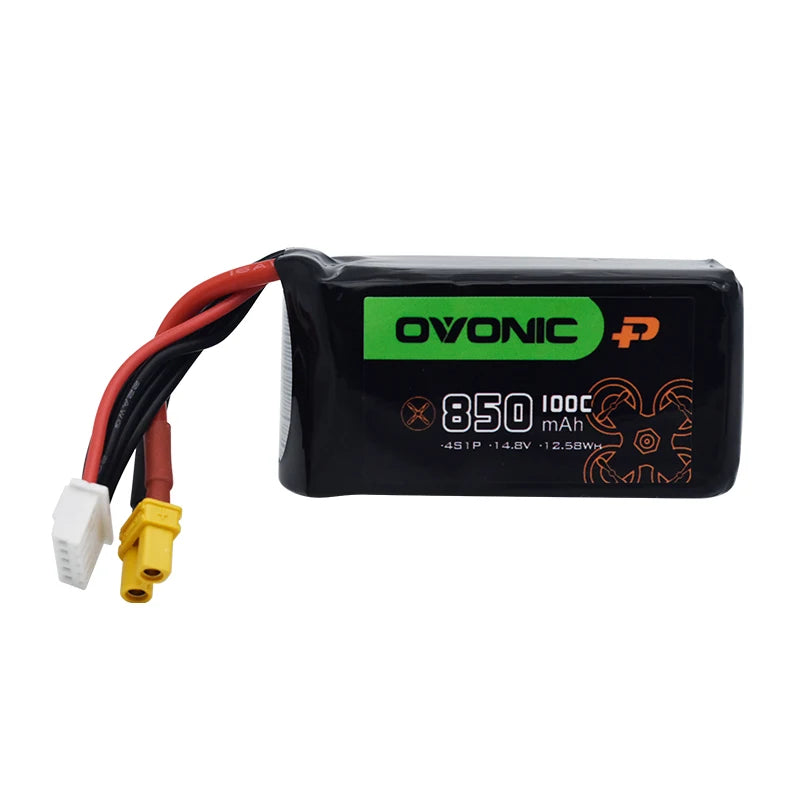 باتری OVONIC 14.8V 4S 850mAh 100C Lipo Drone با XT30/XT60