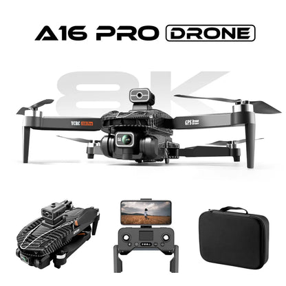 A16 PRO Drone - 4K Profesional GPS FPV Dual HD Camera Drones With Brushless Motor 5G WiFi RC Quadcopter Toys