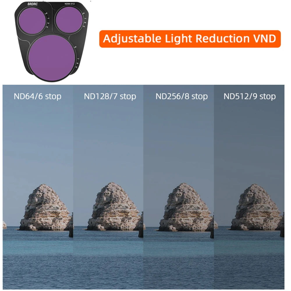 Lens Filter For DJI Mavic 3 Pro Drone, BRDRC Adjustable Light Reduction VND ND64/6 stop ND128