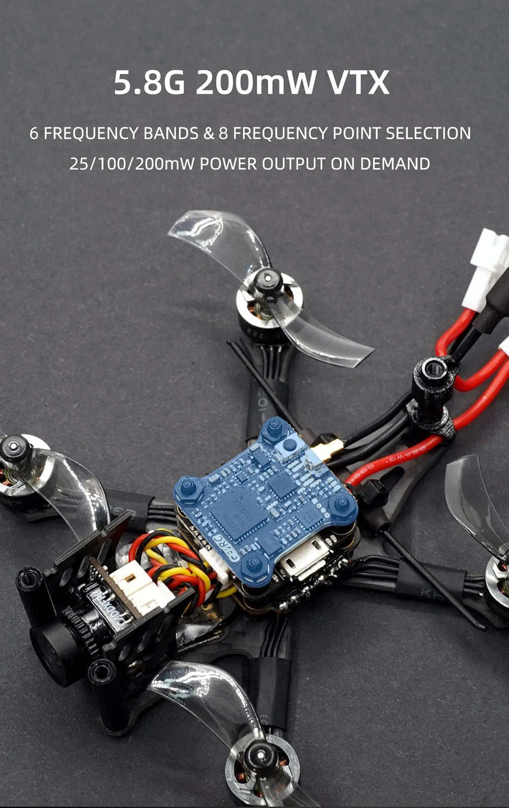 GEPRC SMART16 Freestyle FPV, 5.86 200mw VTX 6 FREQUENCY BANDS &