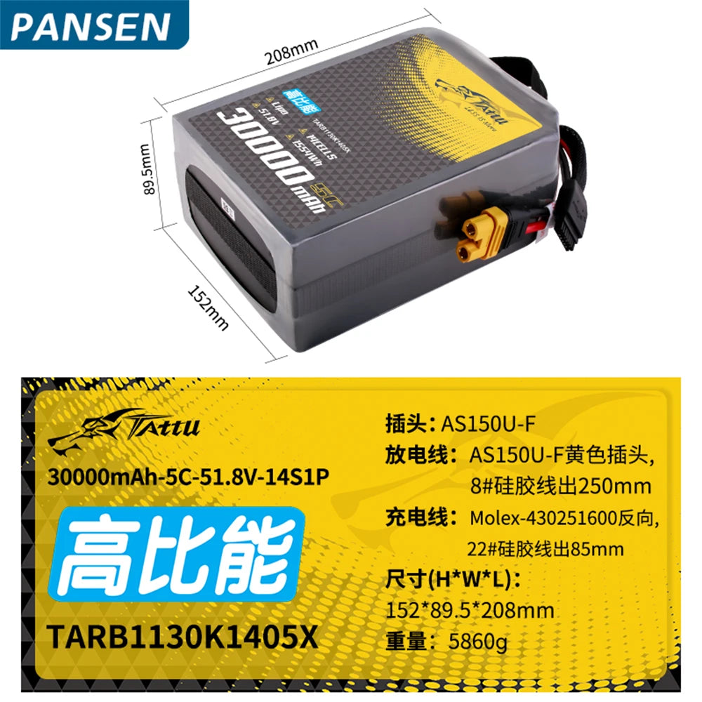 Batteries for industrial UAV drone, featuring semi-solid-state lithium technology and high capacity.