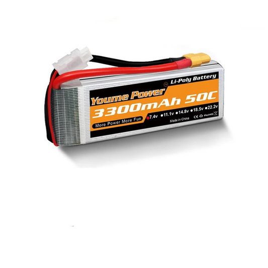 Youme 2S Lipo Battery 7.4V 3300mah - 50C XT60 T XT90 XT150 EC3 EC5 for RC Helicopter Airplane Boat Quadcopter
