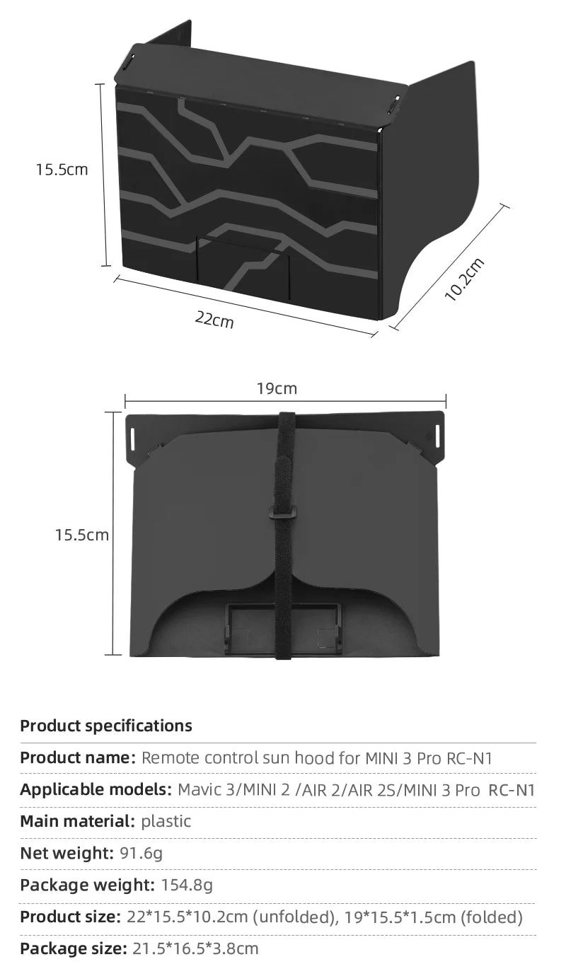 Phone Sun Shade for DJI MINI 3 PRO/MAVIC 3/MAVIC AIR 2/2S/MINI 2 Remote Controller Sunshade Hood Drone RC-N1 Accessories 9 RC-NI Remote control sun hood for MINI 3 Applicable models: Mavic