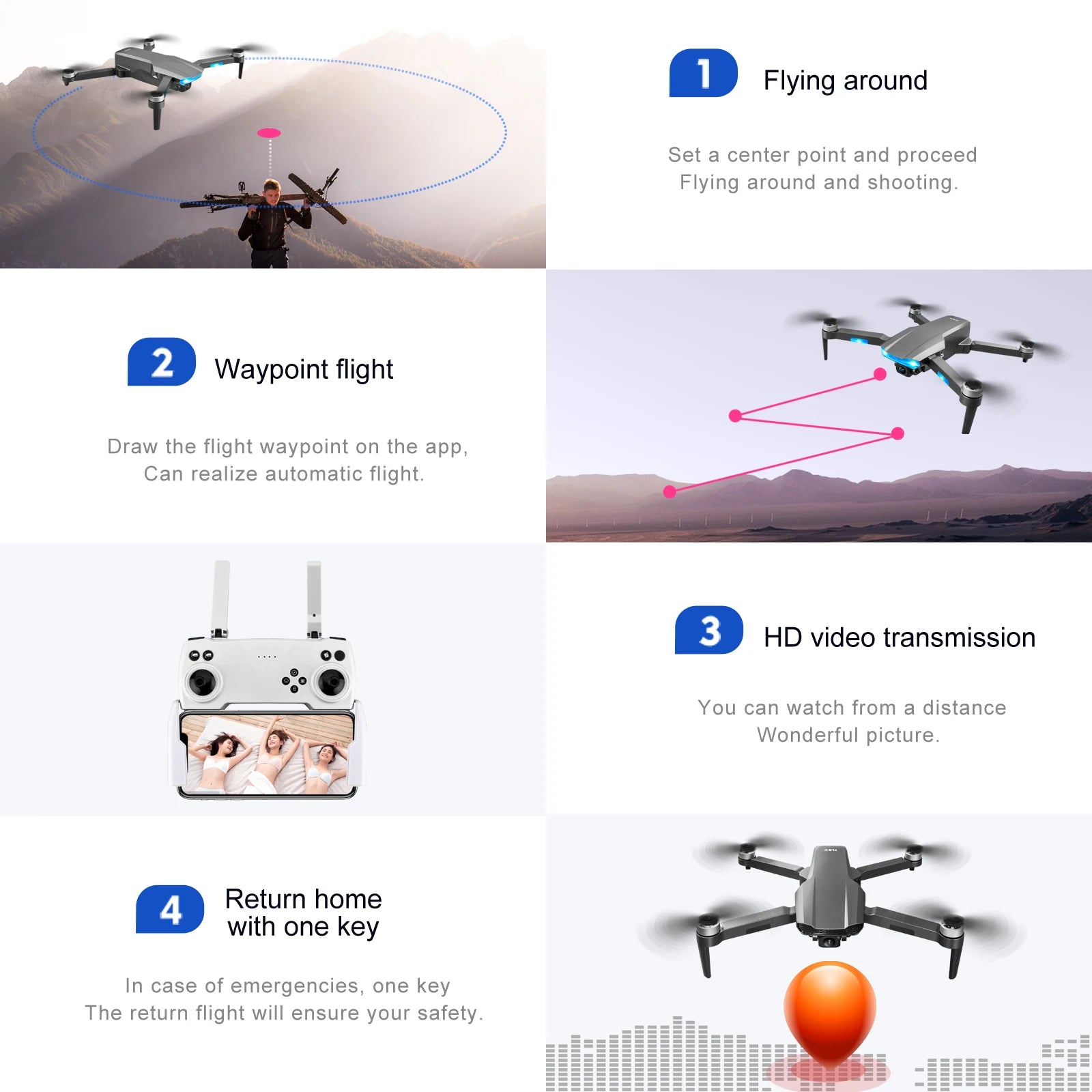 QJ S106 GPS Drone - 8K HD Professional Dual Camera Anti-shake gimbal Brushless Motor 181g RC helicopter Foldable Quadcopter 40 QJ S106 GPS Drone, 1 flying around set a center point and proceed flying around and shooting