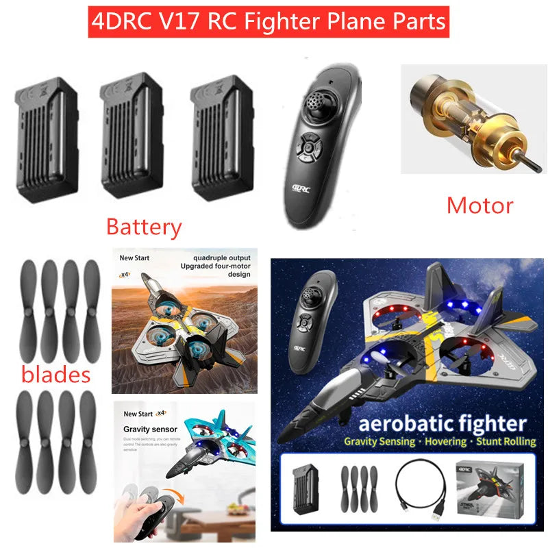 4DRC V17 RC Fighter Plane Parts Motor Battery New Start quadrup