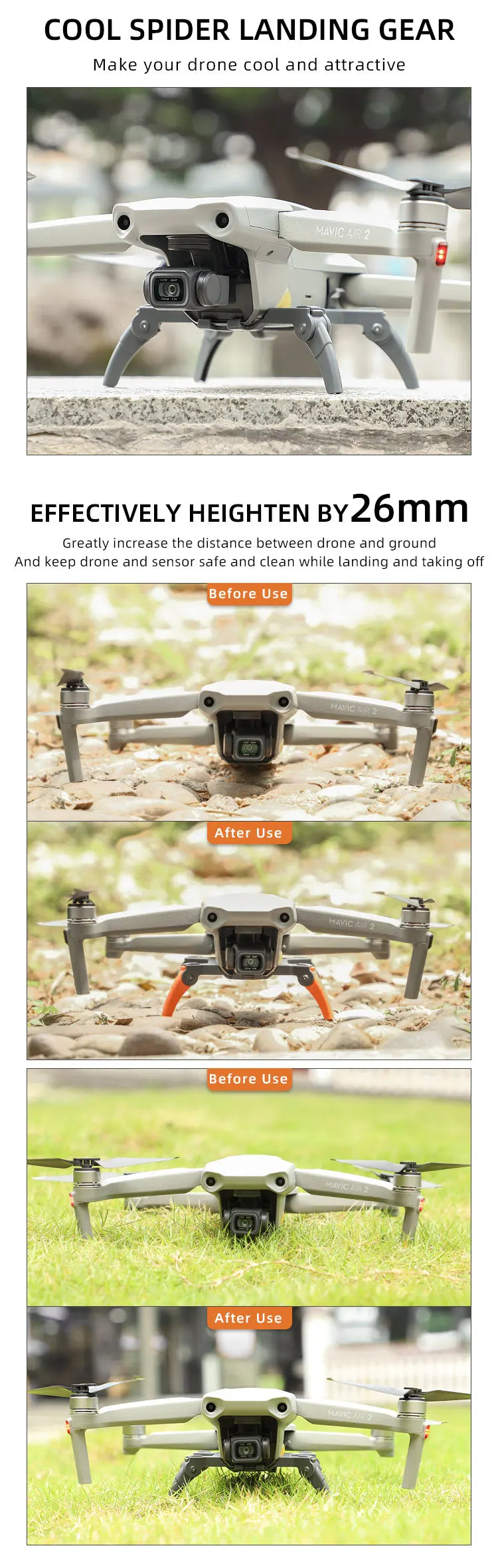 COOL SPIDER LANDING GEAR Make your drone cool and attractive EFFECT