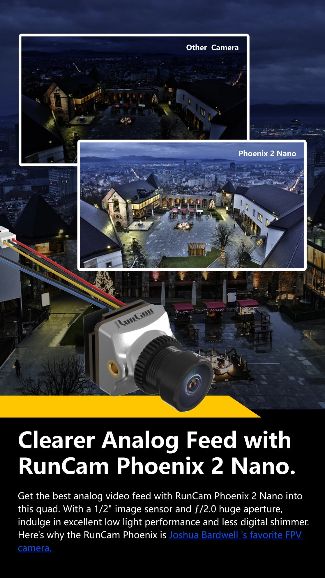 SpeedyBee F745 35A Freestyle FPV - 2.5 Inches Quadcopter 4S Flex25 RunCam Phoenix2-NANO Analog F745 35A Freestyle Drone Cinewhoop Tinywhoop 10 SpeedyBee F745 35A Freestyle FPV, the RunCam Phoenix is Joshua Bardwell's favorite EPV camera: runt