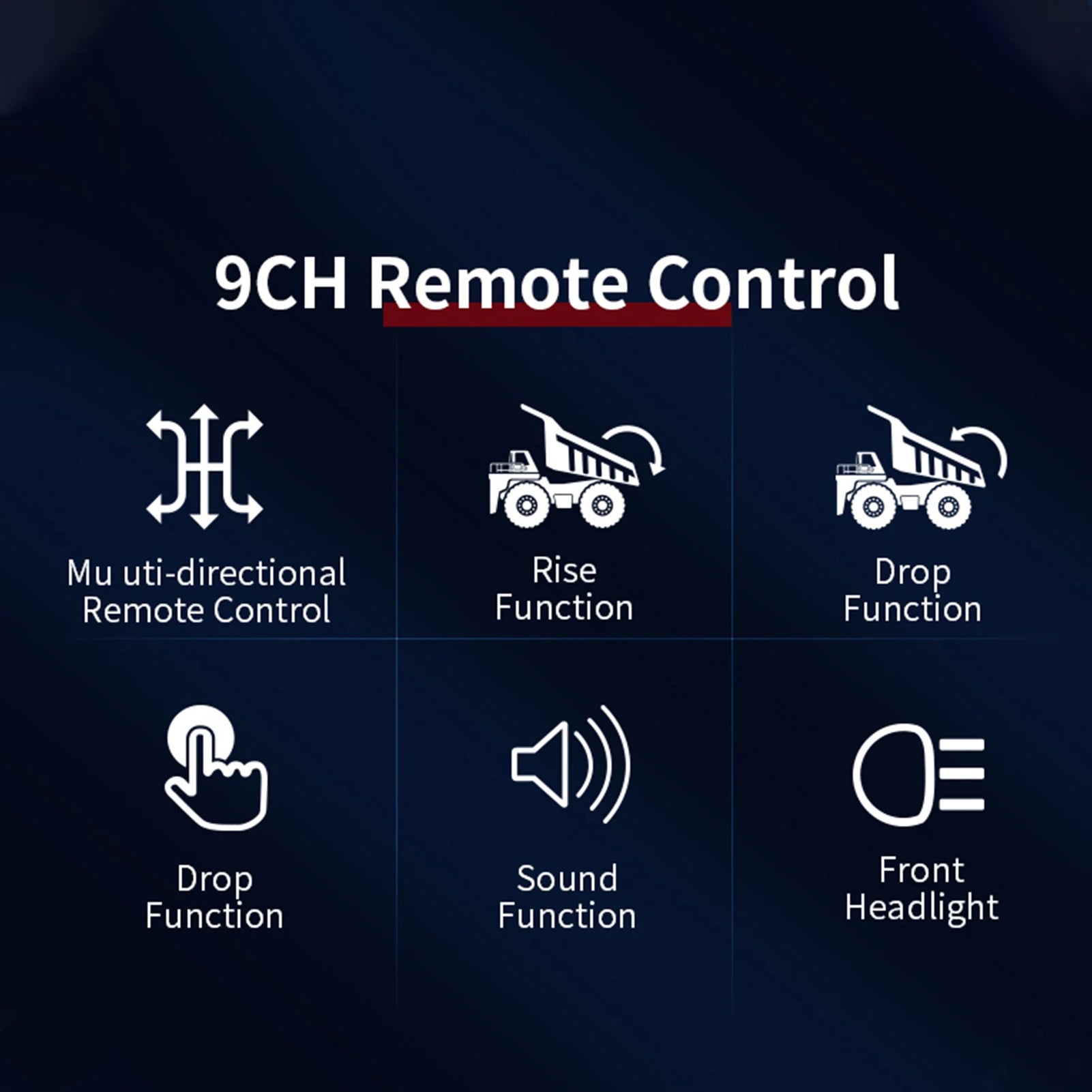 9CH Remote Control Mu uti-directional Rise Remote Control Function Headlight Drop Drop