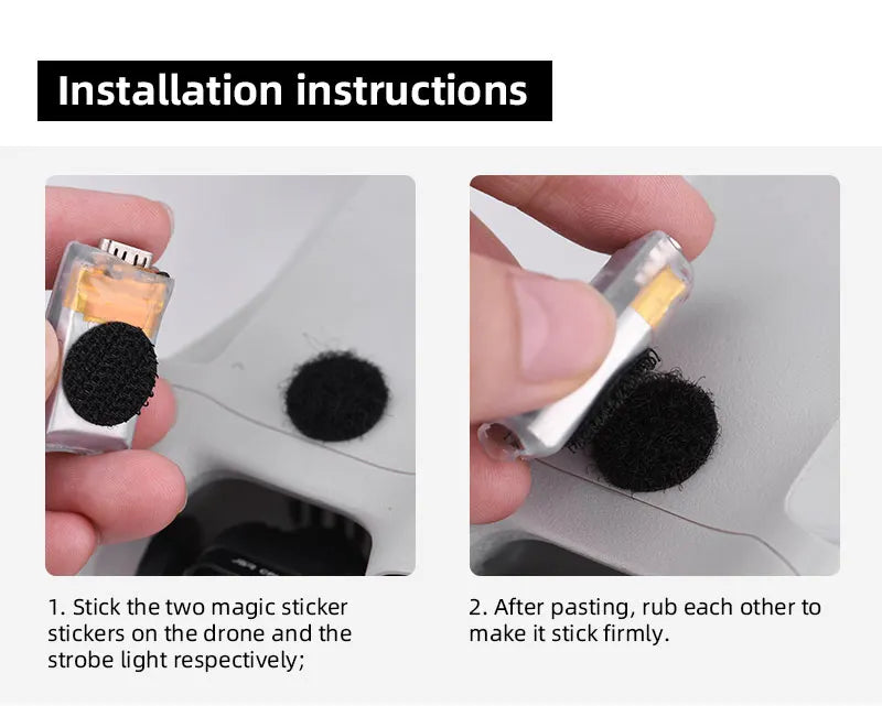 Strobe Light for Motorcycle/Bicycle/Drone Warning LED Light Turn signal lights USB Charging Anti-collision Accessories for DJI MINI 3 PRO 18 after pasting, rub each other to stickers on the drone and the make it stick firmly