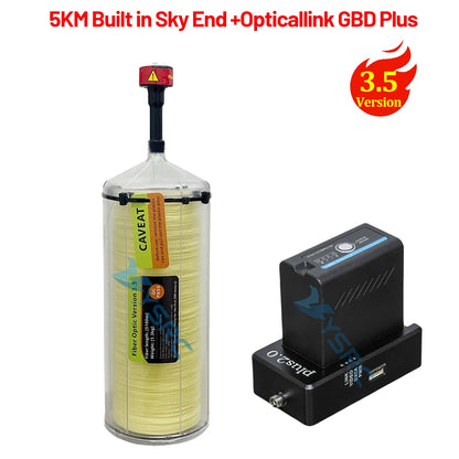 FPV Optical Fiber Image Data Module Relay Extender, Optical Link SKY, 0.44mm G657A2 spools (2–10km), 30km wired