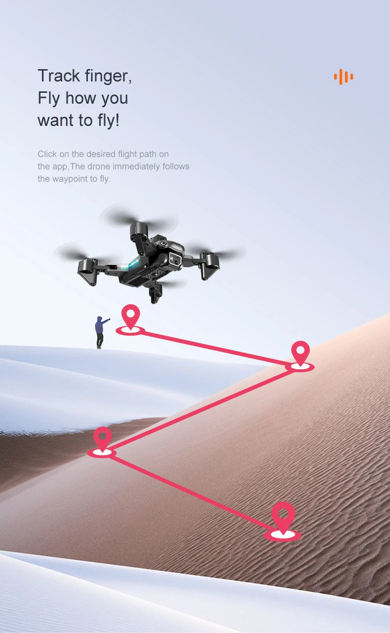 Q7 Drone, click on the desired flight path on the app; the drone immediately follows