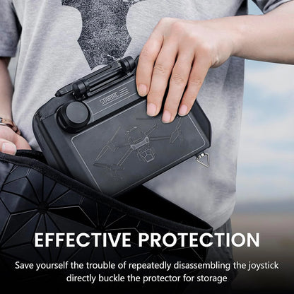 StartRC 2-in-1 Sun Hood Joystick Cover, StarRC 2-in-1 cover protects DJI RC Pro controller, shielding joystick and screen without disassembly; easy buckle-on storage. (24 words)