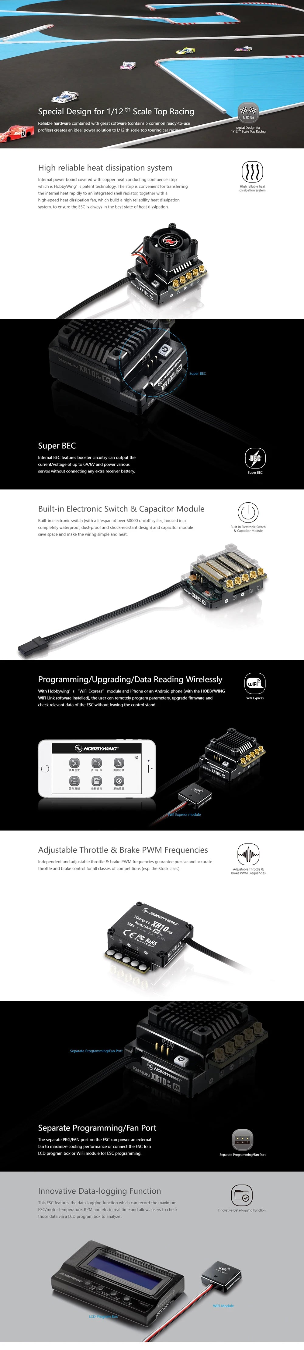 HOBBYWING XeRun XR10 Pro 1S, HOBBYWING's "wiFi Express" module and iPhone Android phone