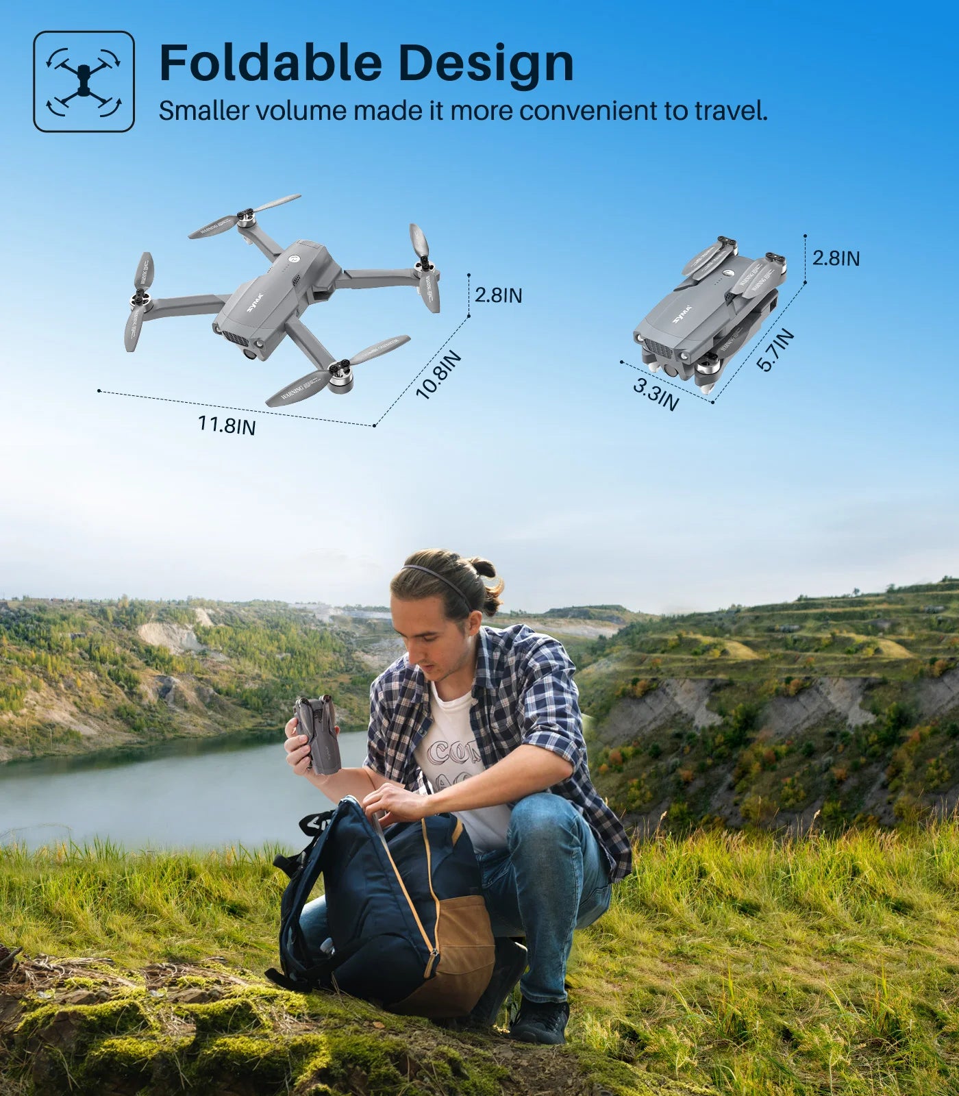 SYMA X500 Pro GPS Drone, Foldable Design Smaller volume made it more convenient to travel 2.8IN 2.8in 1