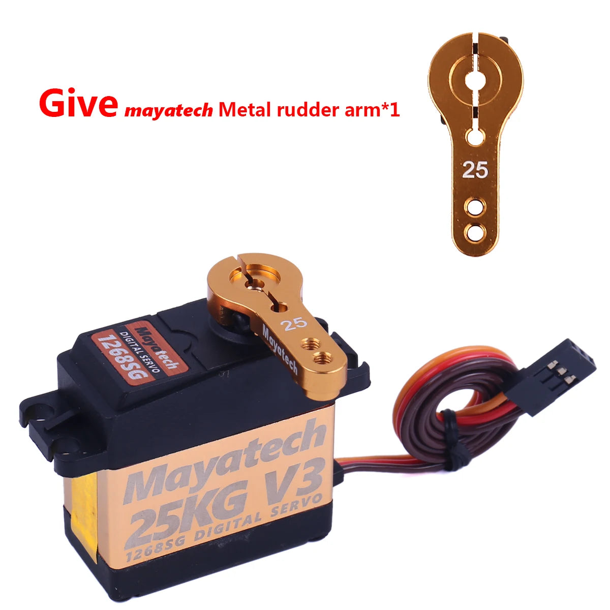 Mayatech 1258TG V3 20KG Servo, MayaTech servo with high torque and digital steering gear for parabolic motion control, waterproof and compatible with 1268SG.