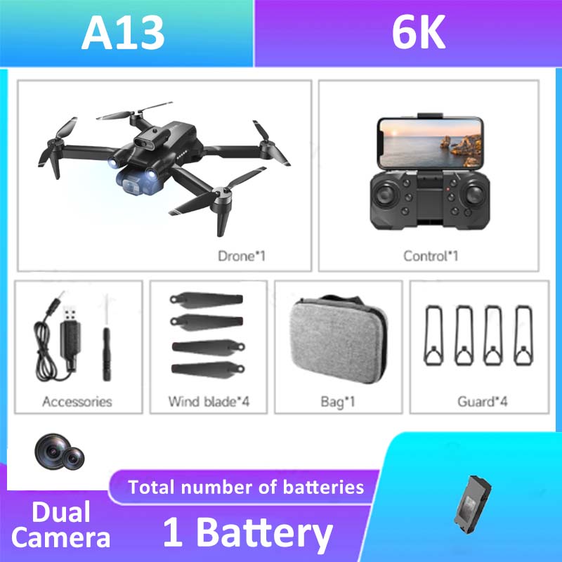 A13 Drone, 4 Total number of batteries Dual Camera 1 Battery 1 Battery 2 Battery 2
