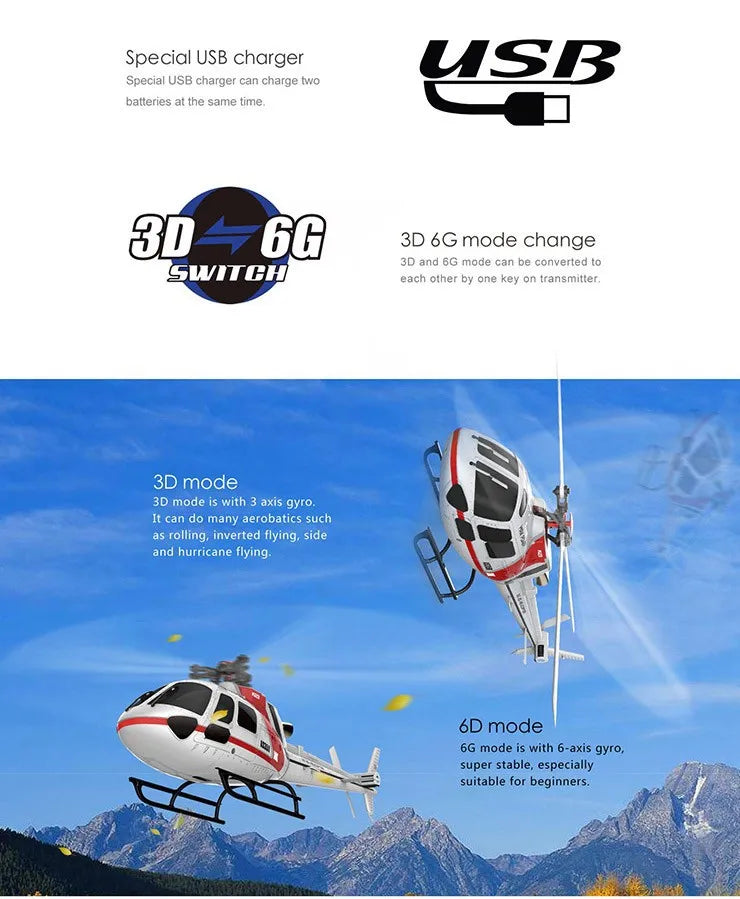 WLtoys XK K123 RC Helicopter, VSB Special USB charger can charge IO balleries at the sane