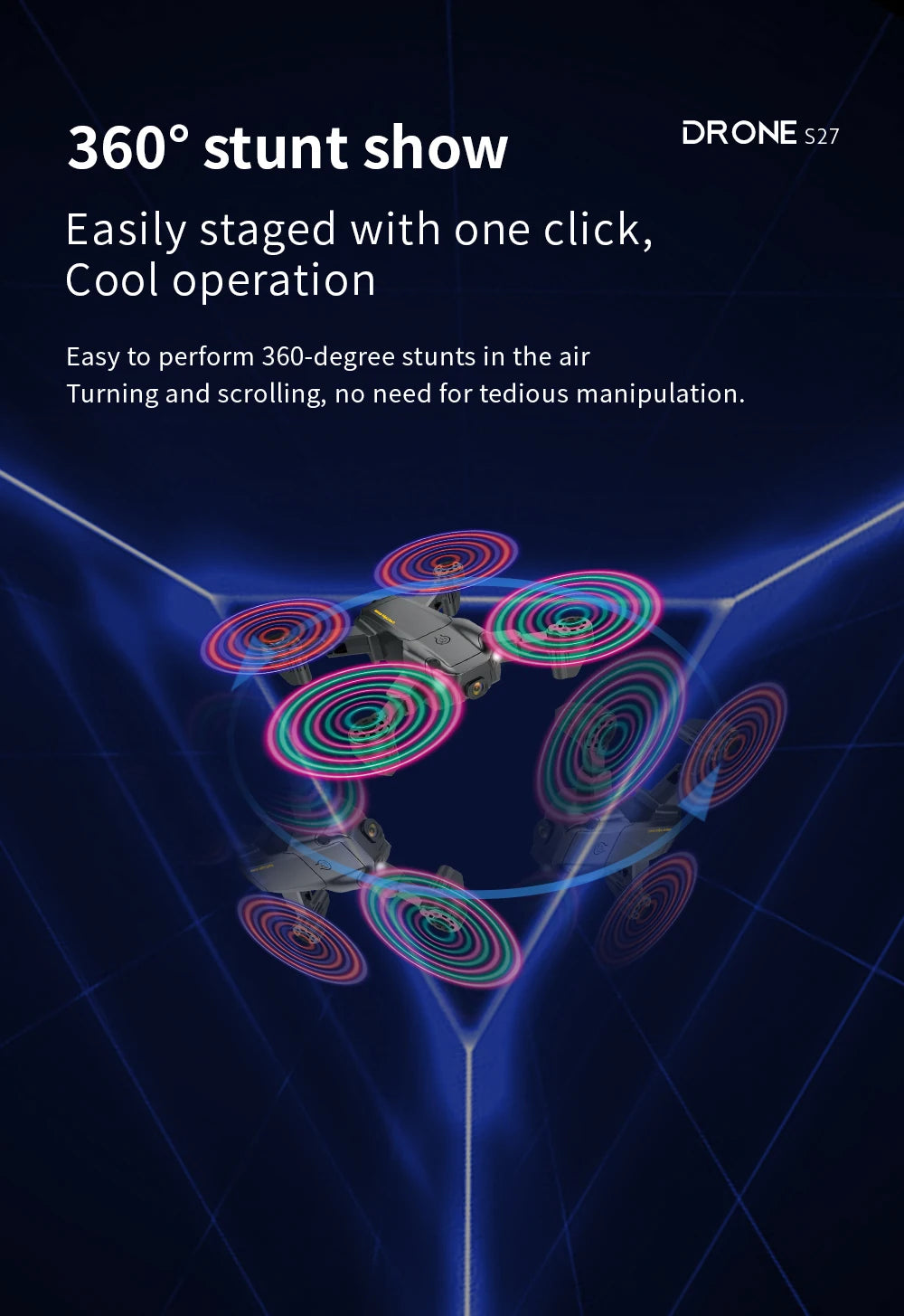 S27 Drone - RC Quadcopter Helicopter with 4K HD Camera Optical flow WIFI FPV Racing Dron Wide Angle Foldable Toy RTF 14 S27 Drone, 3608 stunt show drone s27 easily staged with one click