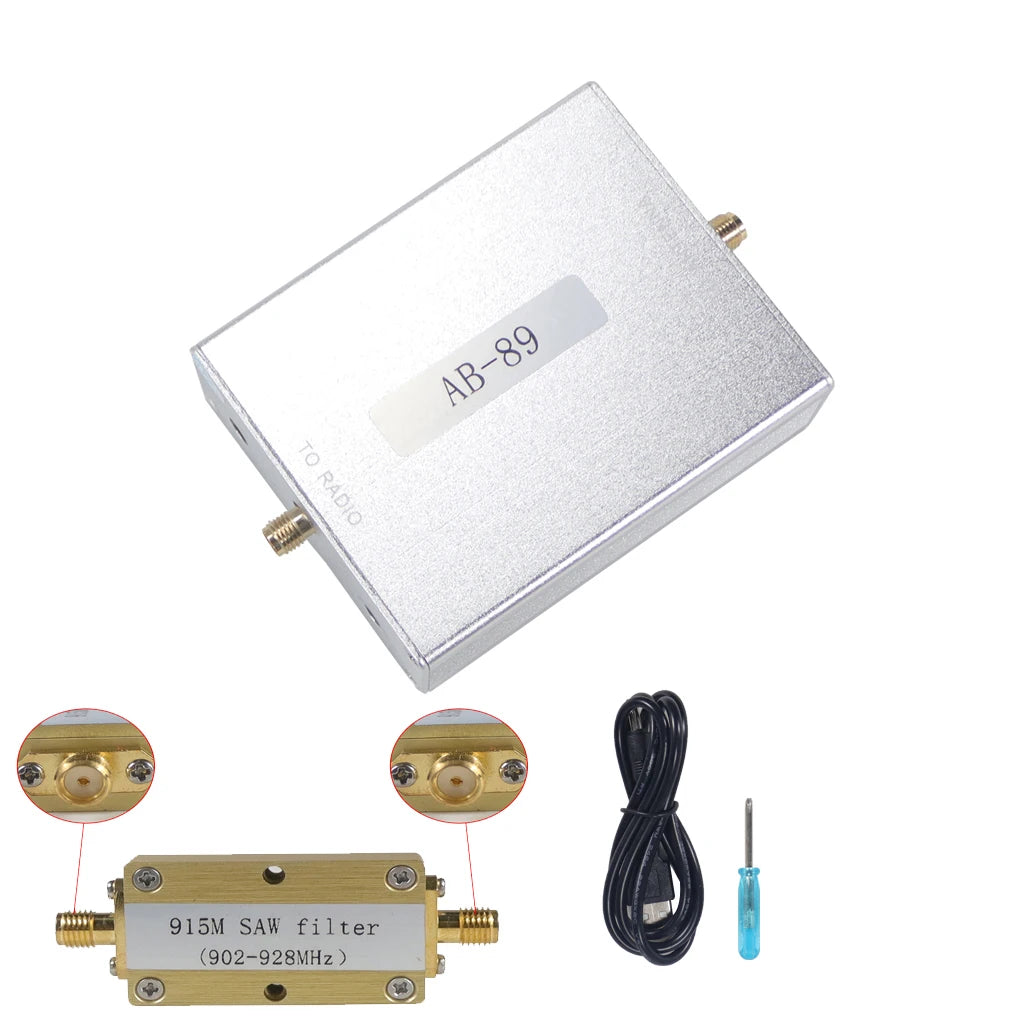 Amplifies bi-directional signals between 902-928MHz with 915M SAW filter.