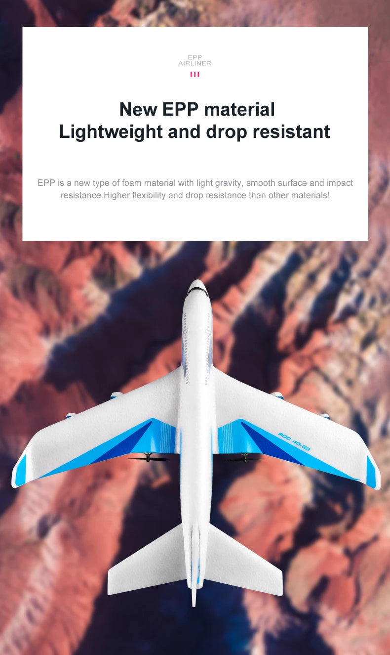 G2 RC airliner Glider - 2 Channel Remote Control Aircraft Hand Throwing Radio Control Plane Foam Resistant Outdoor Airplane Toys 10 G2 RC airliner Glider, EPP AIRLINER II is a new type of foam material with light gravity,