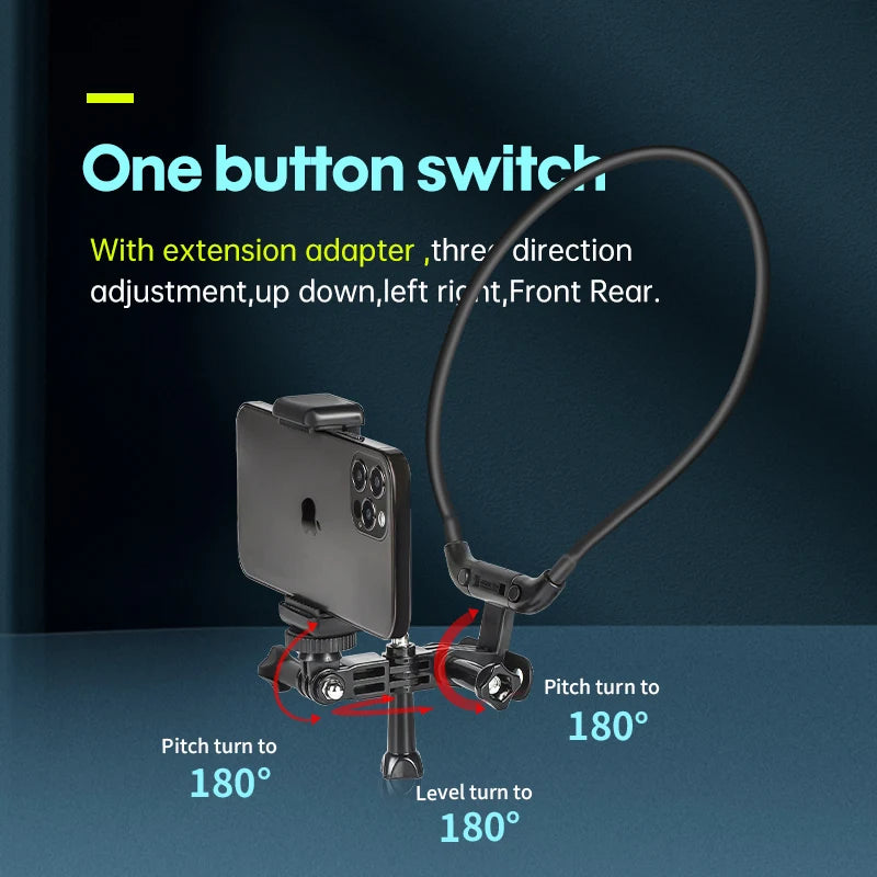 STARTRC Hanging Neck Mount Holder, One button switch, 180° pitch and level adjustment, three-directional movement with extension adapter.