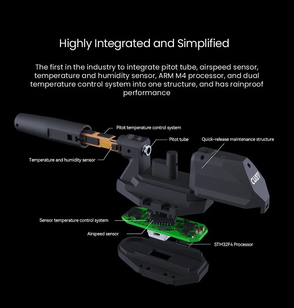 CUAV MS5525 SKYE Airspeed Sensor, the first in the industry to integrate pitot tube, airspeed sensor, temperature and humidity