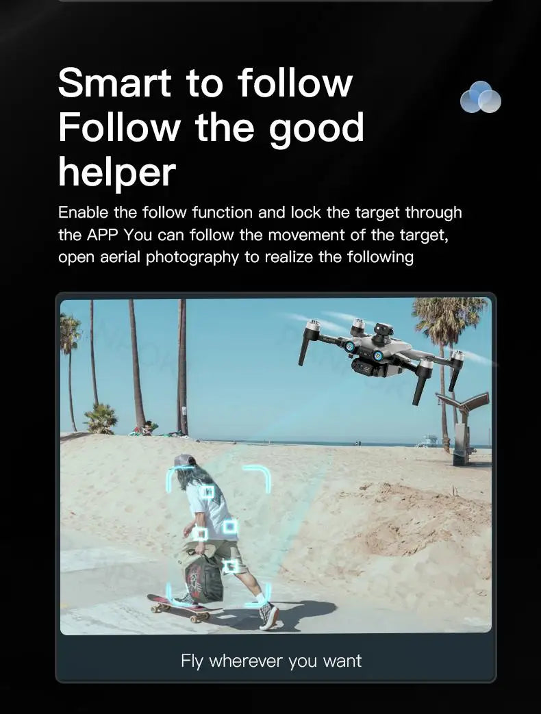 AE6 Max Drone, Follow the good helper Enable the follow function and lock the target through the APP