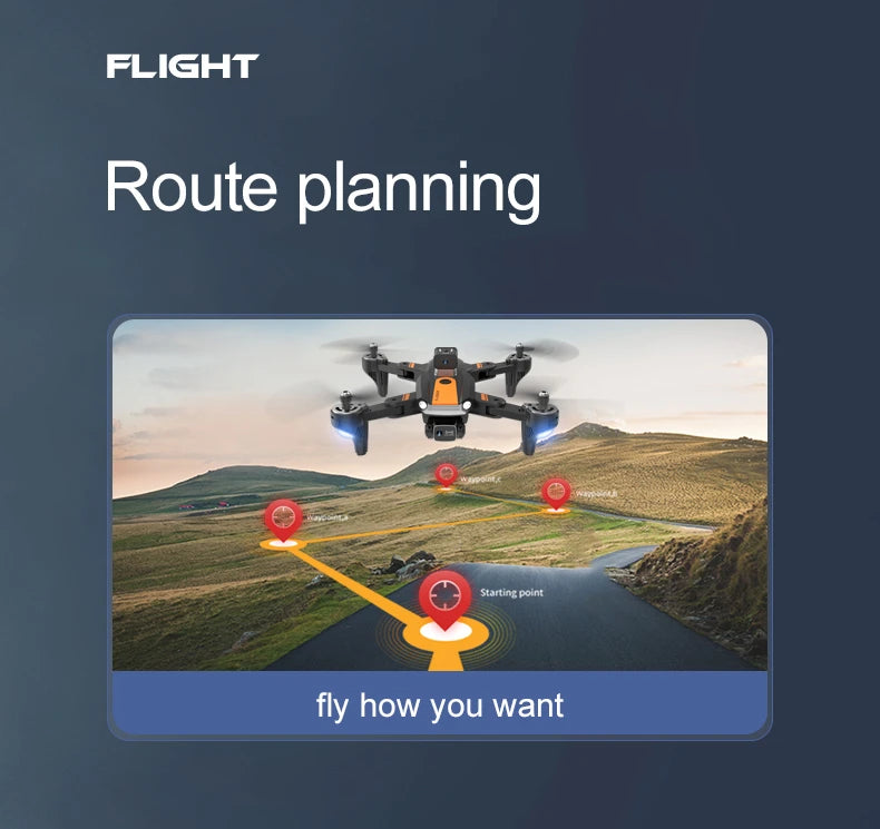 S8 Drone, flight route planning starting point fly how you