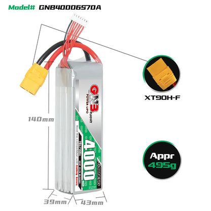 GaoNeng GNB 6S 22.2V 4000mAh 70C/140C Lipo Battery For FPV Drone